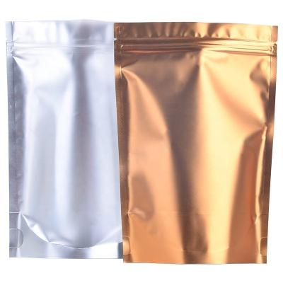 China Moisture Proof In Back Gold Aluminum Foil Back Food Zip Lock Current Clear Plastic Packaging Zip Lock Holder Zipper Up Pouch Bag for sale