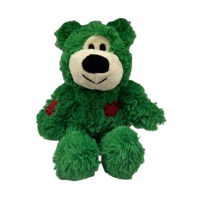 China Custom Green Stuffed Plush Bear Chew Creative Squeaky Factory Plush Toys For Interactive Pets for sale