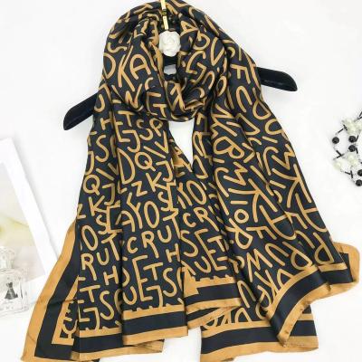 China Long 2022 Wholesale Summer Letter Shape Long Beach Vacation Silk Scarf Scarves And Shawls for sale