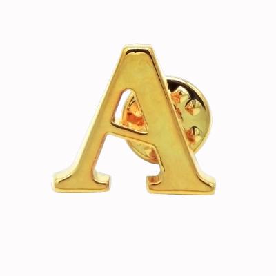 China Unisex High Quality Fashion Men's Luxury Brooch Pin 18K Gold Plated Simple 26 Letter A Z Copper Lapel Pin Necklace for sale