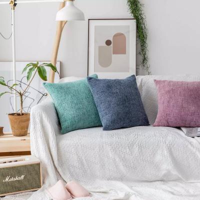 China Therapy Wholesale Cotton Linen Cushion Covers Solid Decorative Square Tile Covers Case For Sofa Couch Bedroom Car 18 x 18 for sale