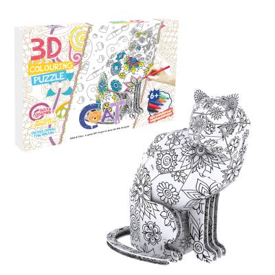 China Cartoon Animal Toy 3D Puzzle DIY Kits For Adults Subtract Art Decor Animal Craft Kit Cat And Dog for sale