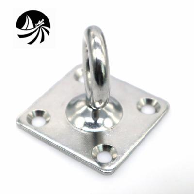 China Strainless Steel Welded Boat Fittings Marine Hardware Welded Square Eye Plate With Swivel Ring Boat /Yacht Fittings for sale