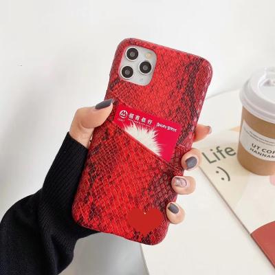 China Anti-drop Grand-brand designer 12 cell phone case max personality pro for Samsung s20 p40pro snakeskin pattern card luxury tide for sale