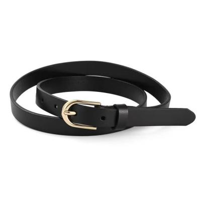 China Luxury Gorgeous Designer Punchless Ladies Belt All-match Leather Korean Student Cavity Cowhide Top Layer Thin Belt Ladies Decorative for sale