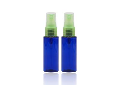 China 30 Ml Blue Refillable PET Plastic Spray Bottles With Light Green Mist Pump for sale