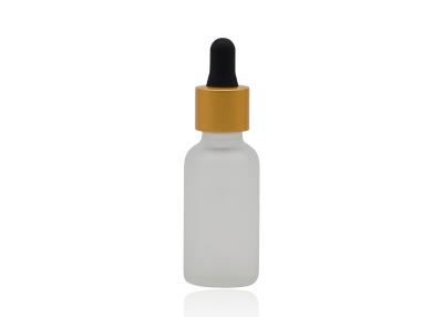 China garrafas de vidro claras geadas 50ml de óleo essencial de garrafa de óleo com o conta-gotas matte do ouro à venda