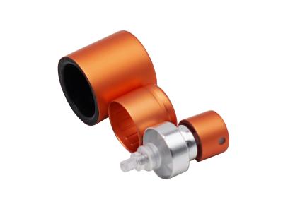 China Anodisierte Parfüm-Zufuhr-Pumpen-Spray-Kappe Crimpless orange zu verkaufen