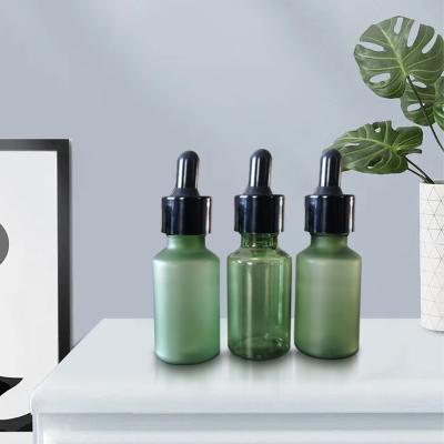 China 30ml Clear Green PET Dropper Bottles Plastic Travel Jar With Hollow Skin Care Cosmetic Bottle Customized for sale