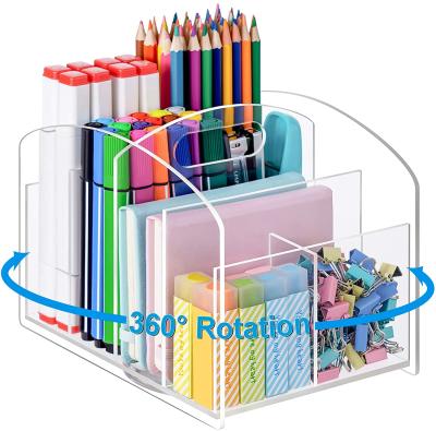 China Viable Acrylic Pen Holder Free Space Rotating 360 Degree Pen Organizer for Office Stationery Caddy Desk Organizer for Office School Home for sale