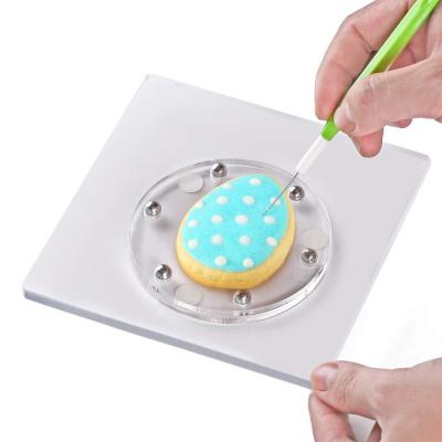 China Stocked Clear Biscuit Decorating Turntable With Mat Square Clear Top Acrylic Non-slip Rotate Holder 360 for sale