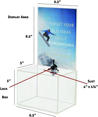 China Large Stored Medium Zone Display Acrylic Donation Box Idea Box Comments Lockable Box With 2 Keys for sale