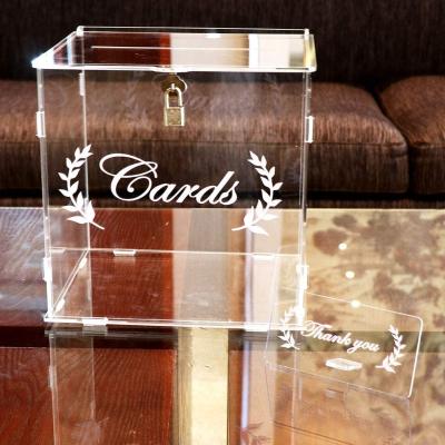 China Customized Wedding Viable Acrylic Wedding Clear Card Box With Lock Security Piggy Bank Sign Enhanced GIF Box Receipt for sale