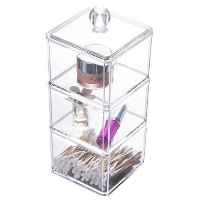 China Cotton Swabs Viable Q-Tips, Make Up Pads Cosmetics Cotton Ball and Swab Holder Organizer Clear Acrylic Cotton Pad Container for sale