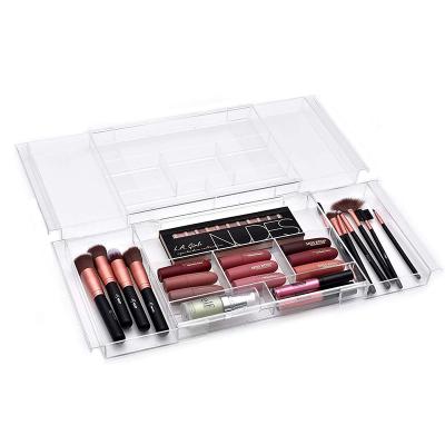 China Living Bedroom & Office Drawers - Clear Expanding Drawer Organizer - Customizable Makeup Vanity Storage Organizing Tray for sale