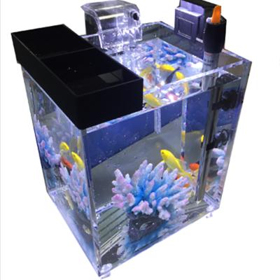 China Sustainable Luxury Factory Customized Acrylic Cube Power Filter Aquarium Fish Tank With Led Light Tank for sale