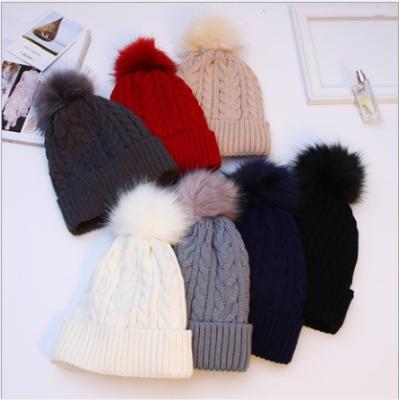 China COMMON Thicken Warm Ladies Pom Pom Hats Beanie Winter Hats Women Knitted Women Hat for sale