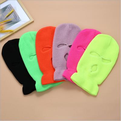 China COMMON Custom Outdoor Bike Earflap Multiple Color Knitted 3 Holes Balaclava Face Ski Mask Adults Hat for sale