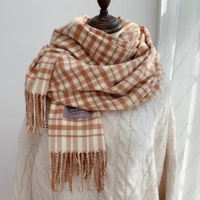 China Wholesale Design Cotton Scarf Latest Knitted Fashion Plaid Japanese Striped Girl Knitted Cotton Scarf for sale