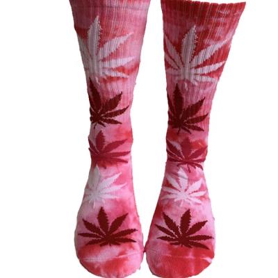 China Antibacterial Wholesale Fashion Pattern Men Dress Socks Leaf Printing Custom Crew Socks Unisex Long Socks for sale