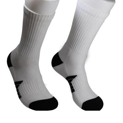 China OEM antibacterial custom logo design cotton dropship crew socks mens basketball socks black white elite for sale