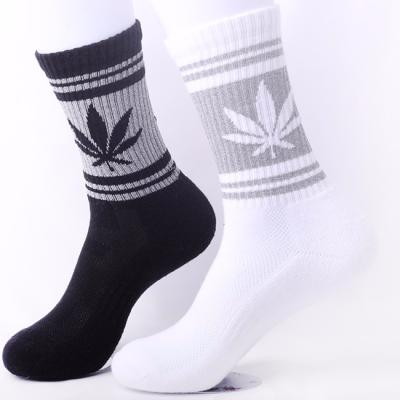 China Sporty Maple Leaf Mens Skateboard Socks 100% Cotton Crew Socks Fashionable 100% Cotton Crew Socks for sale