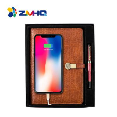 China Printed Notebook with Power Bank and Usb Flash Drive Charger Power Bank Wireless Notebook for sale