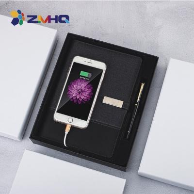 China Customized Super logo printed 10000 mAh power bank logbook with 16G USB flash drive for sale