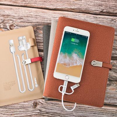 China Factory support OEM printed notebook with power bank 8000mah power bank notebook with cable agenda power charging bank for sale