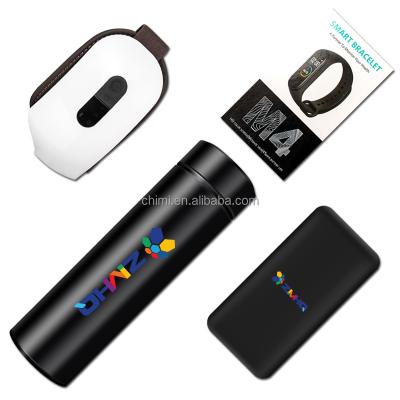 China Agriculture Best Gifts Hot Selling Custom Logo Temperature Display Vacuum Cup + Eye Massager + Smart Wristband + Power Bank Fathers Day Sets for sale