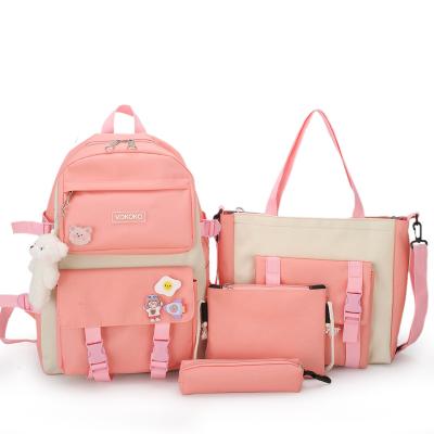 China The other factory direct sales simple shoulder bag schoolbag four-piece suit daily leisure style girl schoolbag for sale