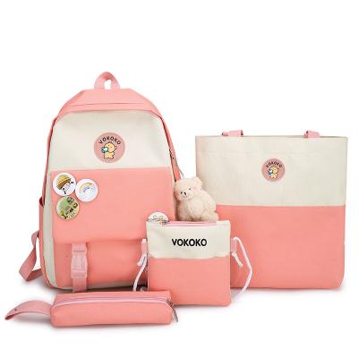 China Waterproof high quality fashion style preppy school bags daily custom multi piece logo water proof leisure shoulder bag backpack simple set for sale