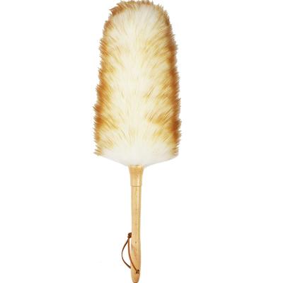 China Sustainable Natural Household Dusting Broom For Sofa Furniture Pure Lambs Wood Handle Wool Duster for sale