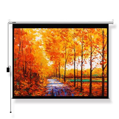 China 100 inch electric screen projector ideal screen with indoor and outdoor remote control home theater for sale