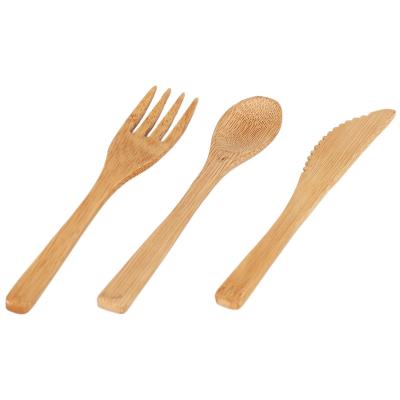 China Disposable Wholesale Custom Factory Direct Sales Reusable Biodegradable Organic Tableware Knife Fork Bamboo Spoon 3 More In 1 Set for sale