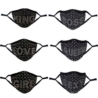 China Fashion Bling Fabric Fancy Decoration Cheap Washable Reusable Design Crystal Rhinestone Anti Dust Face Maskes for sale