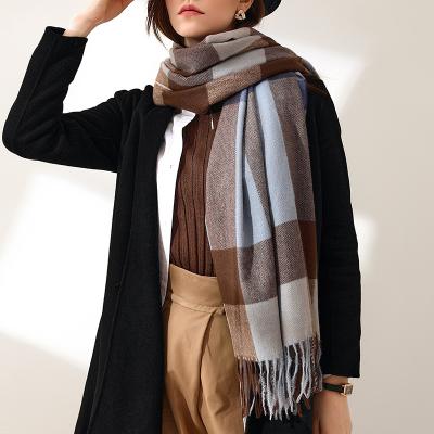 China Daily Use Wholesale 70*180cm Spring Winter Women Scarf Grid Printed Tassel Cashmere Scarf Fashion Shawl Warm Scarf for sale