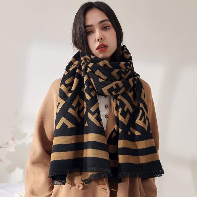 China Custom Daily Use Print Cashmere Winter Thickening Famous Brand Scarf Luxury Ladies Warm Double Sides Jacquard Designer Scarves for sale