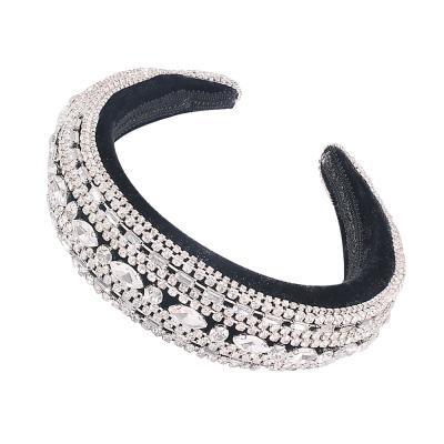 China European and American Style Diamond Hairband Women Hair Accessories Luxury Beaded Bling Baroque Crystal Padded Rhinestone Headband for sale