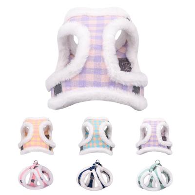 China New Autumn Pet Cat Vest Harness Luxury Reflective Set Warm Winter Plush Dog Harness And Leash for sale