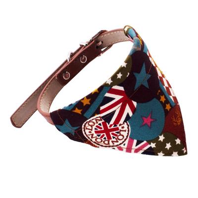 China Amazon Best Seller PU Dog Bandana Cat Collar With Pet Printed Personalized Adjustable Triangle Scarf for sale