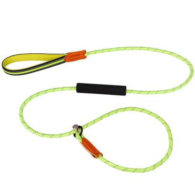 China Double HandlesTraining Pet Dog Adjustable Chain Leash Reflective Durable Reflective P Rope Lead With Slide Stopper for sale