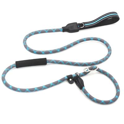 China Reflective Double Handles Forming Heavy Duty Reflective Braided Rope Durable Nylon Pet P Chain Dog Slip Leash for sale