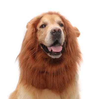 China Viable Wholesale Pet Halloween Costume Funny Dress Up Lion Mane Wig Large Dog Hat With Ears for sale