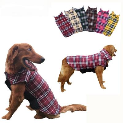 China Durable Waterproof Reversible Clothing British Style Plaid Pet Invest Dog Jacket Winter Warm Windproof Coat for sale