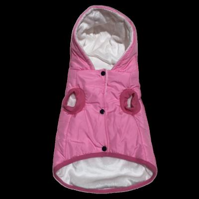 China Sustainable Fleece Striping Extra Warm Winter Apparel Hoodie Pet Dog Jacket Small Puppy Coats for sale