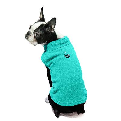 China Sustainable Pet Winter Sweater Fleece Clothes Stretch Sweater Jacket Dog Vest With Leash Ring for sale