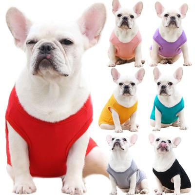 China Solid Stocked Pet Clothes Spring Summer Cat Vest Small Plain Cotton Custom Blank Dog T-Shirt for sale