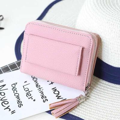 China Leisure RFID shorts lady purse Japan and Korean style student cool tassel wallet purse small purse clasp small for sale