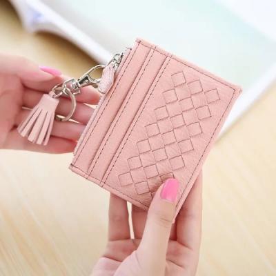 China Women's Knitting Small Card Holder Main Wallets Waterproof Tassel Credit Card Holder Mini Wallets Fashion Coin Wallets for sale